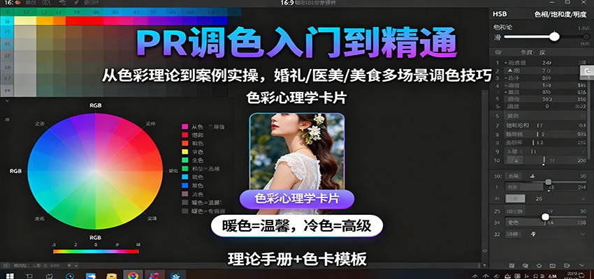 PR调色入门到精通：从色彩理论到案例实操，婚礼/医美/美食多场景调色技巧-α阿尔法Trader