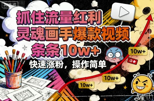 抓住流量红利，灵魂画手爆款视频，条条10w+，快速涨粉，操作简单-α阿尔法Trader