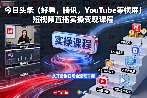 今日头条(好看，腾讯，YouTube等横屏)短视频直播实操变现课程-α阿尔法Trader