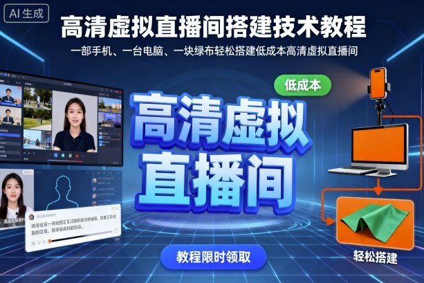 高清虚拟直播间搭建技术教程，一部手机、一台电脑、一块绿布轻松搭建低成本高清虚拟直播间-α阿尔法Trader