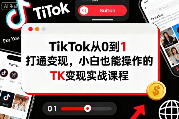 TikTok从0到1打通变现，小白也能操作的TK变现实战课程-α阿尔法Trader