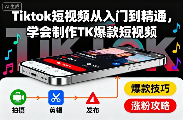 Tiktok短视频从入门到精通，学会制作TK爆款短视频-α阿尔法Trader