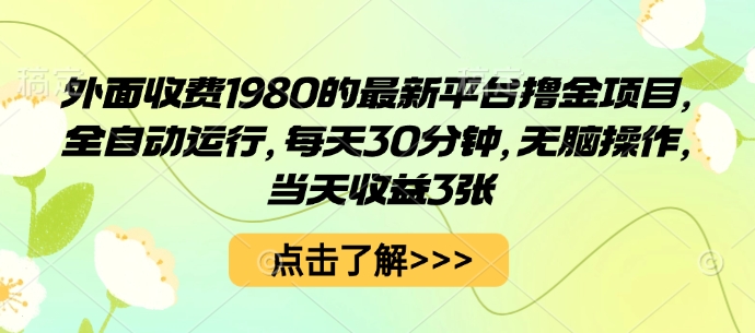 外面收费1980的最新平台撸金项目，全自动运行，每天30分钟，无脑操作，当天收益3张【揭秘】-α阿尔法Trader