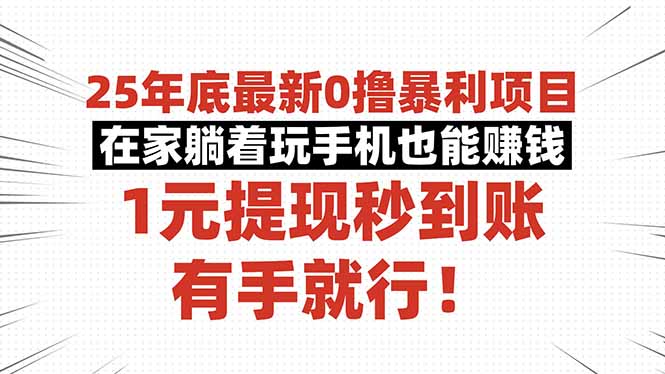 25年底最新0撸暴利项目，在家躺着玩手机也能赚钱，1元提现秒到账，有手…-α阿尔法Trader