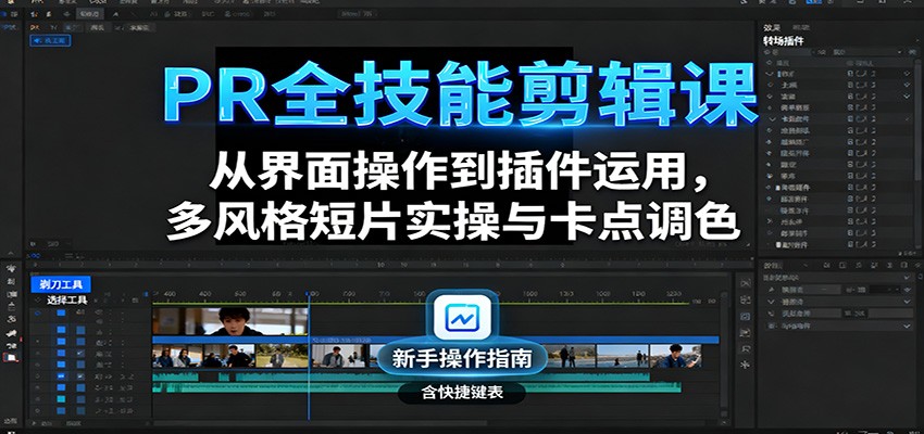 PR全技能剪辑课：从界面操作到插件运用，多风格短片实操与卡点调色-α阿尔法Trader