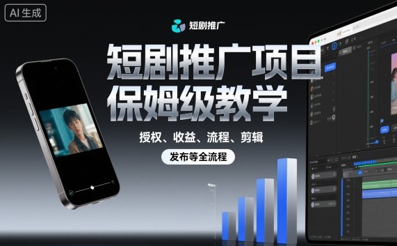 短剧推广项目保姆级教学，授权、收益、流程、剪辑，发布等全流程-α阿尔法Trader