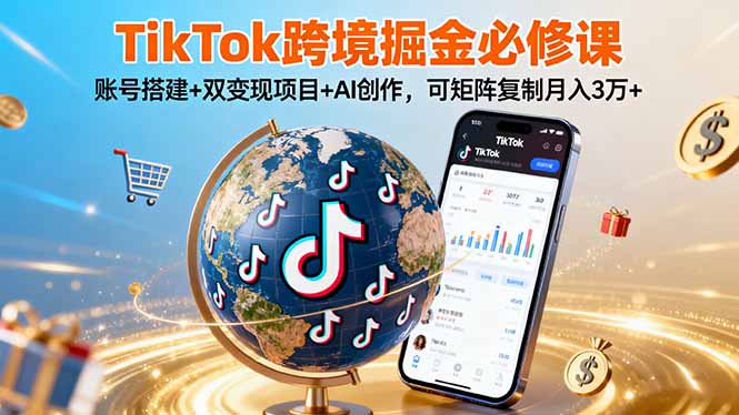 TikTo跨境掘金必修课，账号搭建+双变现项目+AI创作，可矩阵复制月入3万+-α阿尔法Trader