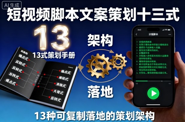 短视频脚本文案策划十三式，13种可复制落地的策划架构-α阿尔法Trader