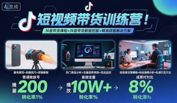 短视频带货训练营，抖音带货课程+抖音带货数据挖掘+精准获客解决方案-α阿尔法Trader