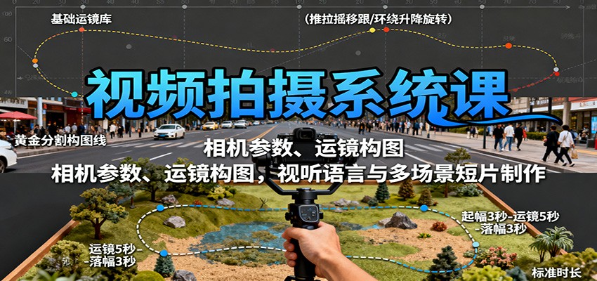 视频拍摄系统课：相机参数、运镜构图，视听语言与多场景短片制作-α阿尔法Trader