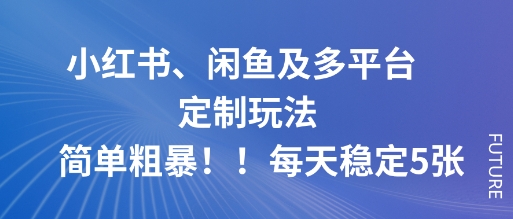 小红书、闲鱼及多平台定制玩法简单粗暴！每天稳定5张-α阿尔法Trader
