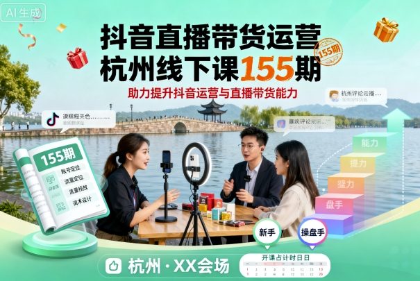 抖音直播带货运营杭州线下课155期，助力提升抖音运营与直播带货能力-α阿尔法Trader