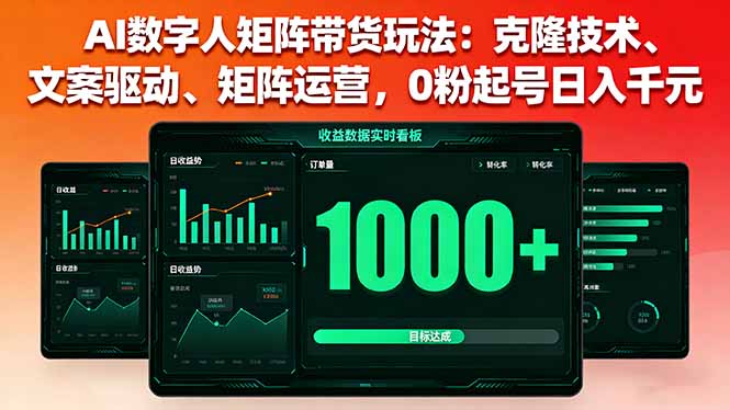 AI数字人矩阵带货玩法：克隆技术、文案驱动、矩阵运营，0粉起号日入千元-α阿尔法Trader