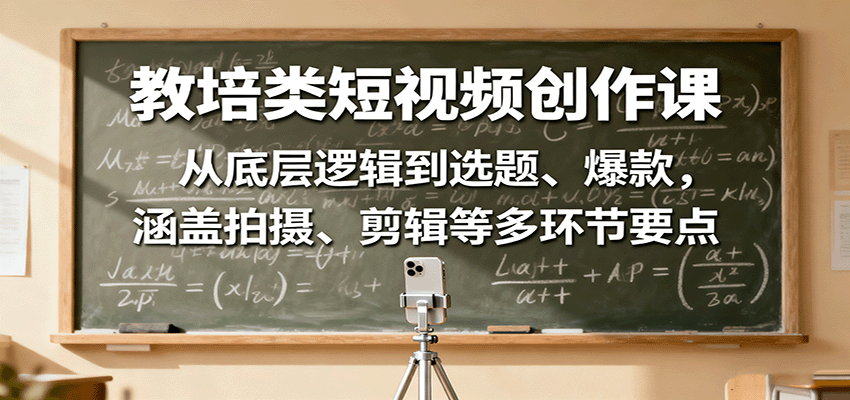 教培类短视频创作课：从底层逻辑到选题、爆款，涵盖拍摄、剪辑等多环节要点-α阿尔法Trader