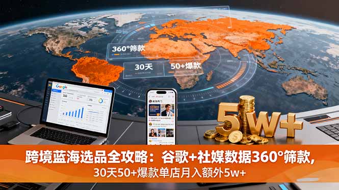 跨境蓝海选品全攻略：谷歌+社媒数据360°筛款,30天50+爆款单店月入额外5w+-α阿尔法Trader