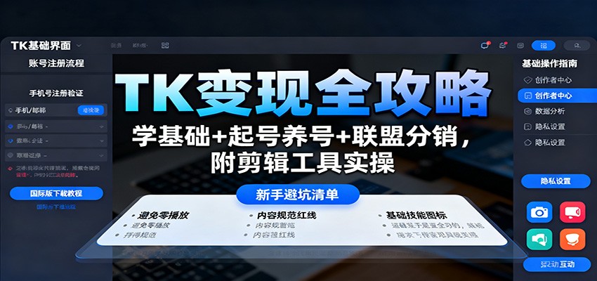 TK变现全攻略：学基础+起号养号+联盟分销，附剪辑工具实操-α阿尔法Trader