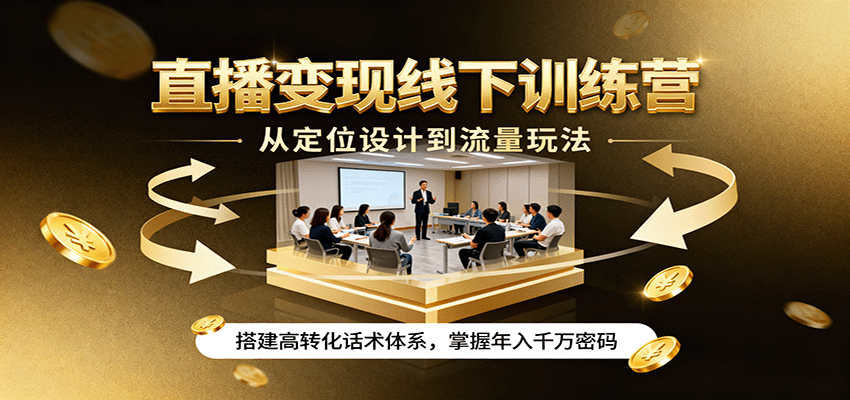 直播变现线下训练营，从定位设计到流量玩法，搭建高转化话术体系，掌握年入千万密码-α阿尔法Trader