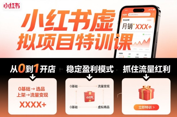 小红书虚拟项目特训课，帮你从0到1打造稳定盈利的店铺，抓住流量红利(更新9月)-α阿尔法Trader