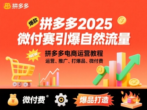拼多多2025微付费引爆自然流量，拼多多电商运营教程，运营、推广、打爆品、微付费(更新)-α阿尔法Trader