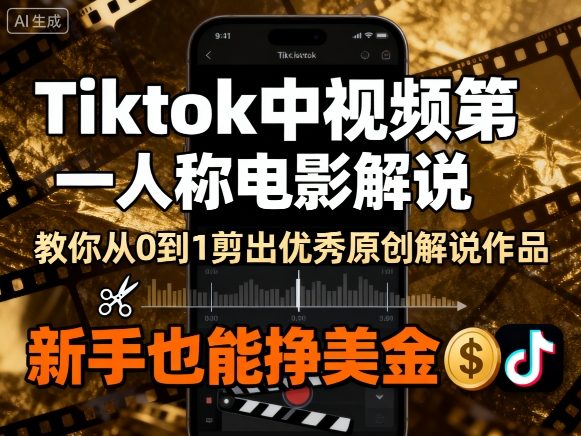 Tiktok中视频第一人称电影解说，教你从0到1剪出一个优秀的原创解说作品，新手也能挣美金-α阿尔法Trader