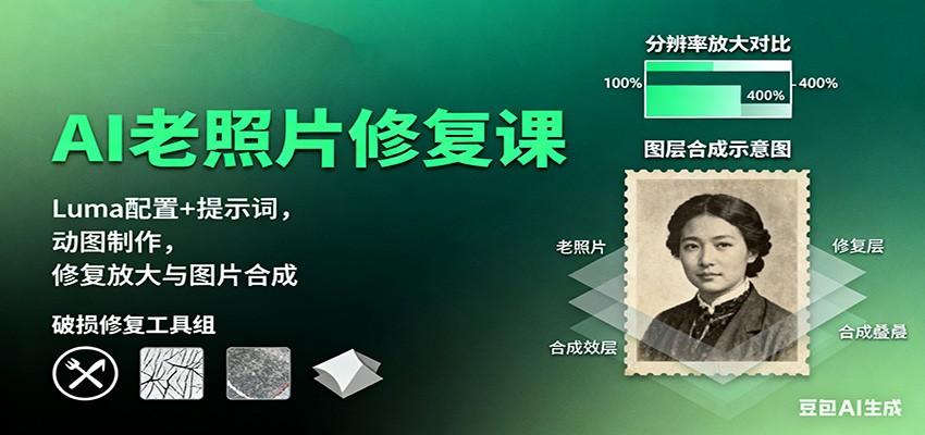 AI老照片修复课：Luma配置+提示词，动图制作，修复放大与图片合成-α阿尔法Trader