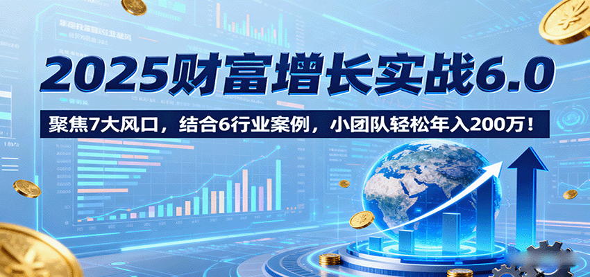 2025财富增长实战6.0，聚焦7大风口，结合6行业案例，小团队轻松年入200万！-α阿尔法Trader