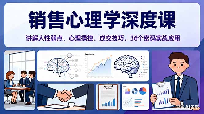 销售心理学深度课，讲解人性弱点、心理操控、成交技巧，36个密码实战应用-α阿尔法Trader