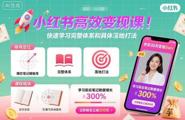 小红书高效变现课,快速学习小红书完整体系和具体落地打法-α阿尔法Trader