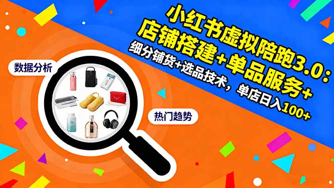 小红书虚拟陪跑3.0：店铺搭建+单品服务+细分铺货+选品技术，单店日入100+-α阿尔法Trader