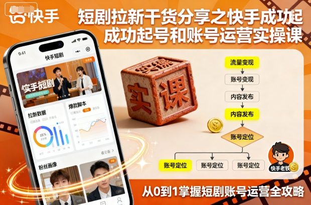 短剧拉新干货分享之快手成功起号和账号运营实操课-α阿尔法Trader