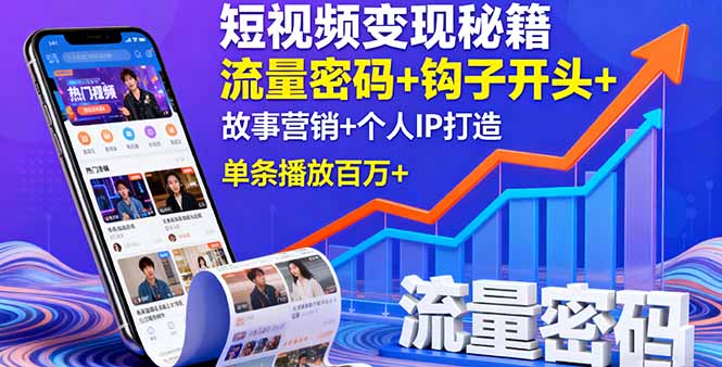 短视频变现秘籍，流量密码+钩子开头+故事营销+个人IP打造，单条播放百万+-α阿尔法Trader