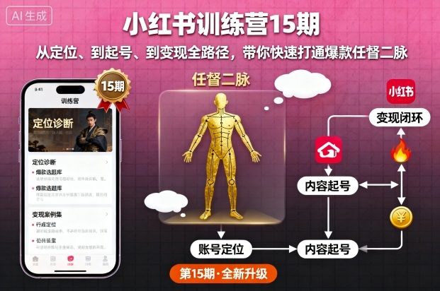 小红书训练营15期，从定位、到起号、到变现全路径，带你快速打通爆款任督二脉-α阿尔法Trader