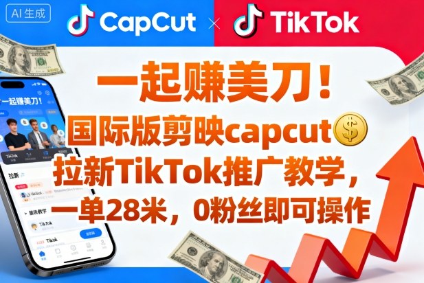 一起賺美刀！国际版剪映capcut拉新TikTok推广教学，一单28米，0粉丝即可操作(附推广入口和教学)-α阿尔法Trader