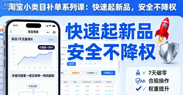 淘宝小类目补单系列课，快速起新品，安全不降权-α阿尔法Trader
